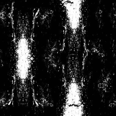 Grunge üst üste biniyor. Soyut siyah-beyaz vektör arkaplanı. Çatlak, leke ve noktalarda kirli desenli tek renkli klasik yüzey. Karanlık korku tarzında eski bir duvar.