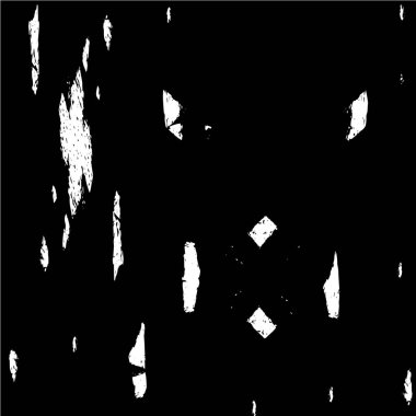 Grunge üst üste biniyor. Soyut siyah-beyaz vektör arkaplanı. Çatlak, leke ve noktalarda kirli desenli tek renkli klasik yüzey. Karanlık korku tarzında eski bir duvar.