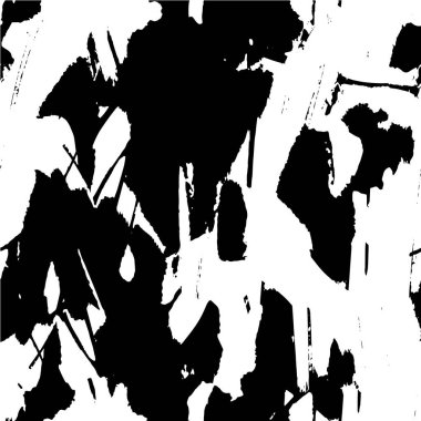 Grunge üst üste biniyor. Soyut siyah-beyaz vektör arkaplanı. Çatlak, leke ve noktalarda kirli desenli tek renkli klasik yüzey. Karanlık korku tarzında eski bir duvar.