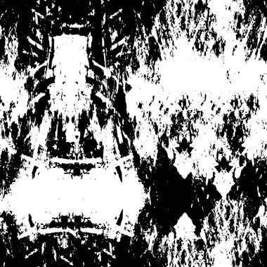 Grunge üst üste biniyor. Soyut siyah-beyaz vektör arkaplanı. Çatlak, leke ve noktalarda kirli desenli tek renkli klasik yüzey. Karanlık korku tarzında eski bir duvar.
