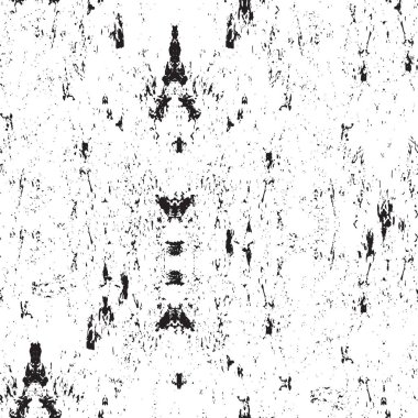 Grunge üst üste biniyor. Soyut siyah-beyaz vektör arkaplanı. Çatlak, leke ve noktalarda kirli desenli tek renkli klasik yüzey. Karanlık korku tarzında eski bir duvar.