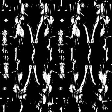 Grunge üst üste biniyor. Soyut siyah-beyaz vektör arkaplanı. Çatlak, leke ve noktalarda kirli desenli tek renkli klasik yüzey. Karanlık korku tarzında eski bir duvar.