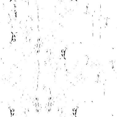 Grunge üst üste biniyor. Soyut siyah-beyaz vektör arkaplanı. Çatlak, leke ve noktalarda kirli desenli tek renkli klasik yüzey. Karanlık korku tarzında eski bir duvar.