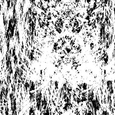 Grunge üst üste biniyor. Soyut siyah-beyaz vektör arkaplanı. Çatlak, leke ve noktalarda kirli desenli tek renkli klasik yüzey. Karanlık korku tarzında eski bir duvar.