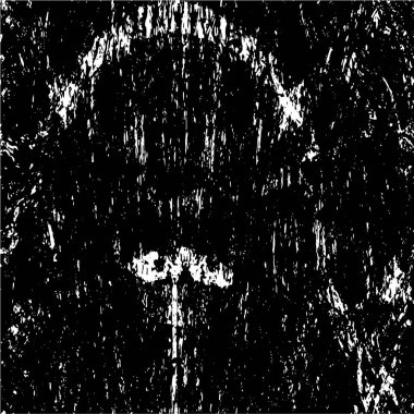 Grunge üst üste biniyor. Soyut siyah-beyaz vektör arkaplanı. Çatlak, leke ve noktalarda kirli desenli tek renkli klasik yüzey. Karanlık korku tarzında eski bir duvar.