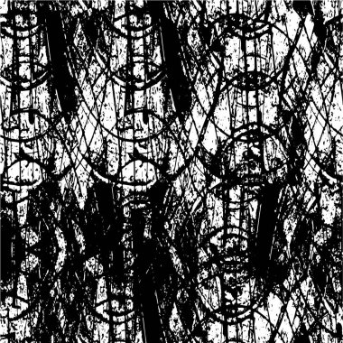 Grunge üst üste biniyor. Soyut siyah-beyaz vektör arkaplanı. Çatlak, leke ve noktalarda kirli desenli tek renkli klasik yüzey. Karanlık korku tarzında eski bir duvar.