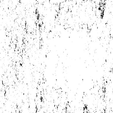 Grunge üst üste biniyor. Soyut siyah-beyaz vektör arkaplanı. Çatlak, leke ve noktalarda kirli desenli tek renkli klasik yüzey. Karanlık korku tarzında eski bir duvar.