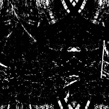 Grunge üst üste biniyor. Soyut siyah-beyaz vektör arkaplanı. Çatlak, leke ve noktalarda kirli desenli tek renkli klasik yüzey. Karanlık korku tarzında eski bir duvar.