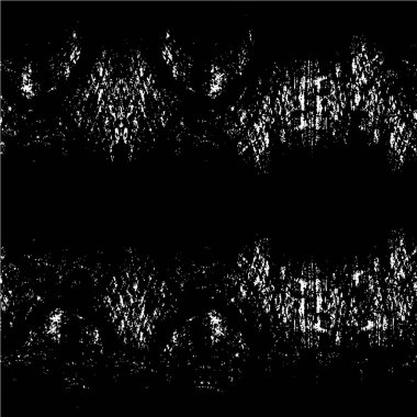 Grunge üst üste biniyor. Soyut siyah-beyaz vektör arkaplanı. Çatlak, leke ve noktalarda kirli desenli tek renkli klasik yüzey. Karanlık korku tarzında eski bir duvar.