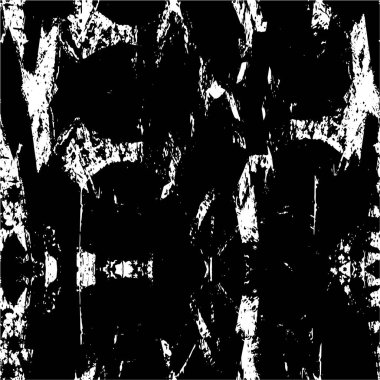 Grunge üst üste biniyor. Soyut siyah-beyaz vektör arkaplanı. Çatlak, leke ve noktalarda kirli desenli tek renkli klasik yüzey. Karanlık korku tarzında eski bir duvar.
