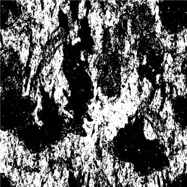 Grunge üst üste biniyor. Soyut siyah-beyaz vektör arkaplanı. Çatlak, leke ve noktalarda kirli desenli tek renkli klasik yüzey. Karanlık korku tarzında eski bir duvar.