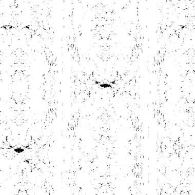 Vektör grunge dokusu. Siyah beyaz arka plan. Soyut monokrom illüstrasyonu koyu tonlarda solmuş bir efekti içerir