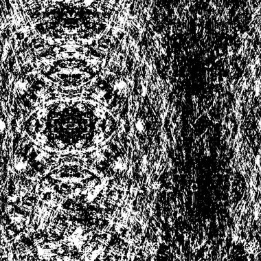 Grunge siyah beyaz desen. Monokrom parçacıkları soyut doku. Çatlakların, sürtünmelerin, çiplerin, lekelerin, mürekkep lekelerinin geçmişi. Koyu tasarım arka plan yüzeyi. 