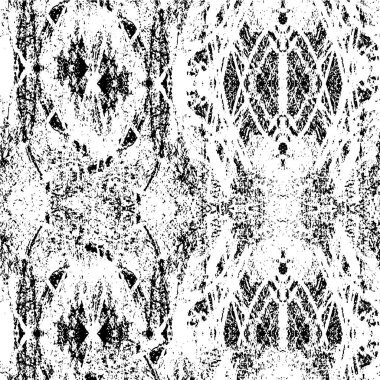 Grunge siyah beyaz desen. Monokrom parçacıkları soyut doku. Çatlakların, sürtünmelerin, çiplerin, lekelerin, mürekkep lekelerinin geçmişi. Koyu tasarım arka plan yüzeyi. 