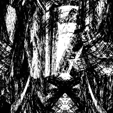 Grunge siyah beyaz desen. Monokrom parçacıkları soyut doku. Çatlakların, sürtünmelerin, çiplerin, lekelerin, mürekkep lekelerinin geçmişi. Koyu tasarım arka plan yüzeyi. 