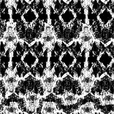 Grunge siyah beyaz desen. Monokrom parçacıkları soyut doku. Çatlakların, sürtünmelerin, çiplerin, lekelerin, mürekkep lekelerinin geçmişi. Koyu tasarım arka plan yüzeyi. 