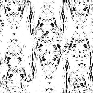 Grunge siyah beyaz desen. Monokrom parçacıkları soyut doku. Çatlakların, sürtünmelerin, çiplerin, lekelerin, mürekkep lekelerinin geçmişi. Koyu tasarım arka plan yüzeyi. 