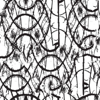 Grunge siyah beyaz desen. Monokrom parçacıkları soyut doku. Çatlakların, sürtünmelerin, çiplerin, lekelerin, mürekkep lekelerinin geçmişi. Koyu tasarım arka plan yüzeyi. 