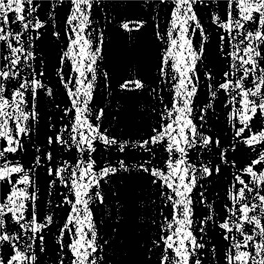 Grunge siyah beyaz desen. Monokrom parçacıkları soyut doku. Çatlakların, sürtünmelerin, çiplerin, lekelerin, mürekkep lekelerinin geçmişi. Koyu tasarım arka plan yüzeyi. 