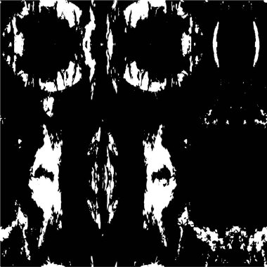 Grunge siyah beyaz desen. Monokrom parçacıkları soyut doku. Çatlakların, sürtünmelerin, çiplerin, lekelerin, mürekkep lekelerinin geçmişi. Koyu tasarım arka plan yüzeyi. 