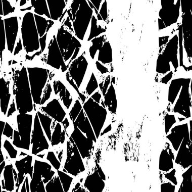 Grunge siyah beyaz desen. Monokrom parçacıkları soyut doku. Çatlakların, sürtünmelerin, çiplerin, lekelerin, mürekkep lekelerinin geçmişi. Koyu tasarım arka plan yüzeyi. 