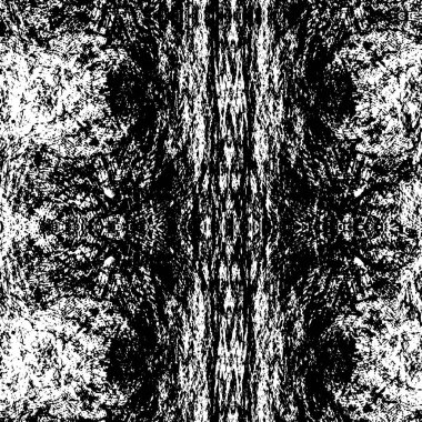 Grunge siyah beyaz desen. Monokrom parçacıkları soyut doku. Çatlakların, sürtünmelerin, çiplerin, lekelerin, mürekkep lekelerinin geçmişi. Koyu tasarım arka plan yüzeyi. 