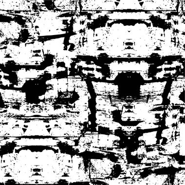 Çatlamış beton, taş ya da asfaltın sıkıntılı örtülü dokusu. Grunge 'un arka planı. soyut yarım ton vektör çizimi