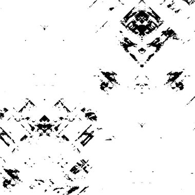 Siyah beyaz desenli, noktalı, lekeli, çizik ve çizikli sıkıntılı bir arkaplan. Soyut vektör illüstrasyonu.