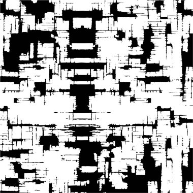 Siyah ve beyaz elementli soyut çizimler. Yıpranmış doku