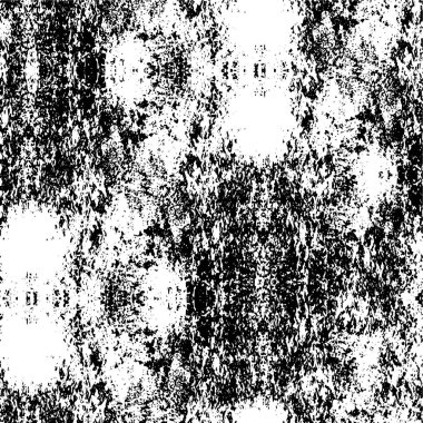 Grunge üst üste biniyor. Soyut siyah-beyaz vektör arkaplanı. Çatlak, leke ve noktalarda kirli desenli tek renkli klasik yüzey. Karanlık korku tarzında eski bir duvar.