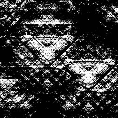 Grunge üst üste biniyor. Soyut siyah-beyaz vektör arkaplanı. Çatlak, leke ve noktalarda kirli desenli tek renkli klasik yüzey. Karanlık korku tarzında eski bir duvar.