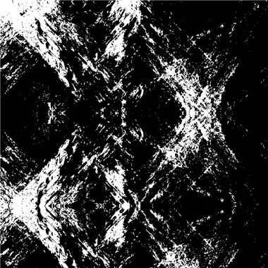 Grunge üst üste biniyor. Soyut siyah-beyaz vektör arkaplanı. Çatlak, leke ve noktalarda kirli desenli tek renkli klasik yüzey. Karanlık korku tarzında eski bir duvar.