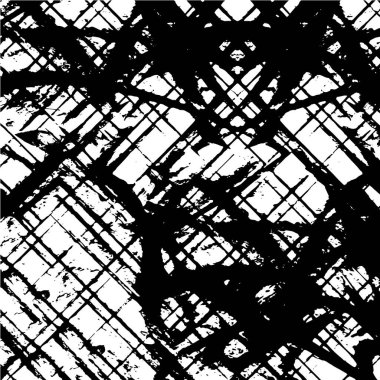 Grunge üst üste biniyor. Soyut siyah-beyaz vektör arkaplanı. Çatlak, leke ve noktalarda kirli desenli tek renkli klasik yüzey. Karanlık korku tarzında eski bir duvar.