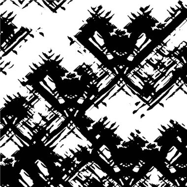 Mürekkep Yazdırma Sıkıntısı Arkaplanı. Grunge Doku. Soyut Siyah-Beyaz çizimi. Vektör.