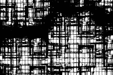 Grunge üst üste biniyor. Soyut siyah-beyaz vektör arkaplanı. Kirli desenli tek renkli vintage yüzey. 