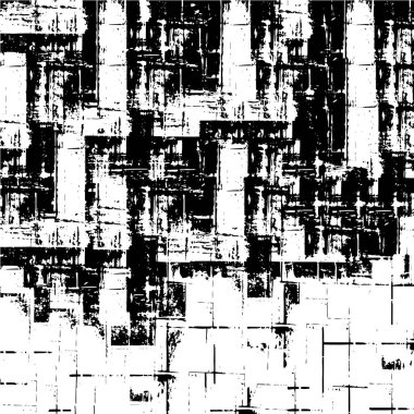 Grunge üst üste biniyor. Soyut siyah-beyaz vektör arkaplanı. Kirli desenli tek renkli vintage yüzey. 