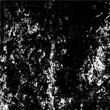 Soyut siyah-beyaz vektör arkaplanı. Çatlak, leke ve noktalarda kirli desenli tek renkli klasik yüzey. Karanlık korku tarzında eski bir duvar.