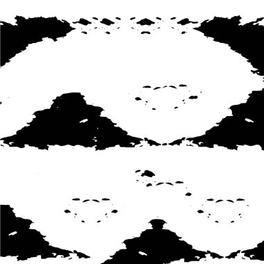 Soyut siyah-beyaz vektör arkaplanı. Çatlak, leke ve noktalarda kirli desenli tek renkli klasik yüzey. Karanlık korku tarzında eski bir duvar.