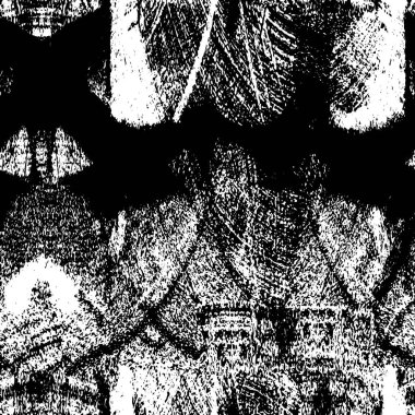 Soyut siyah-beyaz vektör arkaplanı. Çatlak, leke ve noktalarda kirli desenli tek renkli klasik yüzey. Karanlık korku tarzında eski bir duvar.