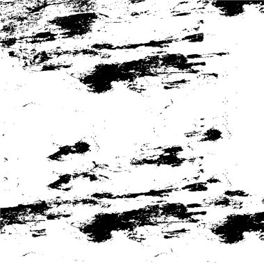 Soyut siyah-beyaz vektör arkaplanı. Çatlak, leke ve noktalarda kirli desenli tek renkli klasik yüzey. Karanlık korku tarzında eski bir duvar.