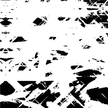 Soyut siyah-beyaz vektör arkaplanı. Çatlak, leke ve noktalarda kirli desenli tek renkli klasik yüzey. Karanlık korku tarzında eski bir duvar.