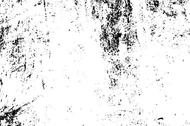 Grunge üst üste biniyor. Soyut siyah-beyaz vektör arkaplanı. Çatlak, leke ve noktalarda kirli desenli tek renkli klasik yüzey. Karanlık korku tarzında eski bir duvar.