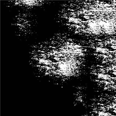 Grunge üst üste biniyor. Soyut siyah-beyaz vektör arkaplanı. Çatlak, leke ve noktalarda kirli desenli tek renkli klasik yüzey. Karanlık korku tarzında eski bir duvar.