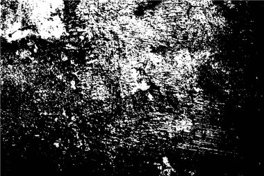 Grunge üst üste biniyor. Soyut siyah-beyaz vektör arkaplanı. Çatlak, leke ve noktalarda kirli desenli tek renkli klasik yüzey. Karanlık korku tarzında eski bir duvar.