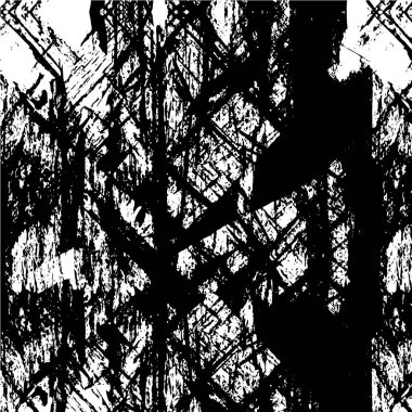 Grunge üst üste biniyor. Soyut siyah-beyaz vektör arkaplanı. Çatlak, leke ve noktalarda kirli desenli tek renkli klasik yüzey. Karanlık korku tarzında eski bir duvar.