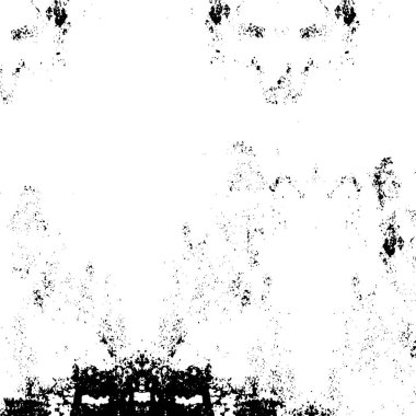 Grunge üst üste biniyor. Soyut siyah-beyaz vektör arkaplanı. Çatlak, leke ve noktalarda kirli desenli tek renkli klasik yüzey. Karanlık korku tarzında eski bir duvar.