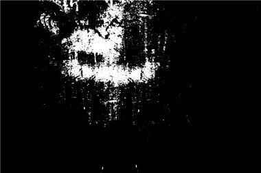 Grunge üst üste biniyor. Soyut siyah-beyaz vektör arkaplanı. Çatlak, leke ve noktalarda kirli desenli tek renkli klasik yüzey. Karanlık korku tarzında eski bir duvar.