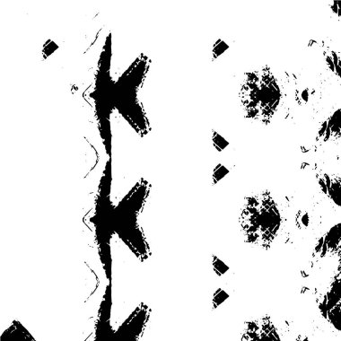 Grunge üst üste biniyor. Soyut siyah-beyaz vektör arkaplanı. Çatlak, leke ve noktalarda kirli desenli tek renkli klasik yüzey. Karanlık korku tarzında eski bir duvar.