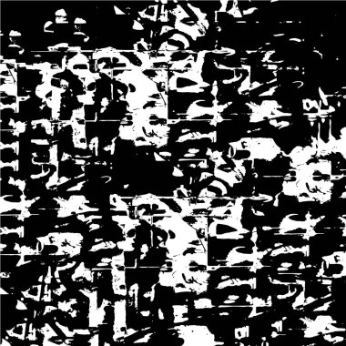 Grunge üst üste biniyor. Soyut siyah-beyaz vektör arkaplanı. Çatlak, leke ve noktalarda kirli desenli tek renkli klasik yüzey. Karanlık korku tarzında eski bir duvar.