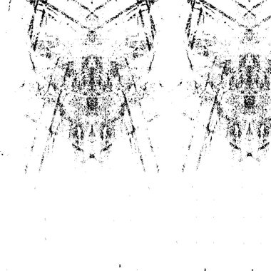 Grunge üst üste biniyor. Soyut siyah-beyaz vektör arkaplanı. Çatlak, leke ve noktalarda kirli desenli tek renkli klasik yüzey. Karanlık korku tarzında eski bir duvar.